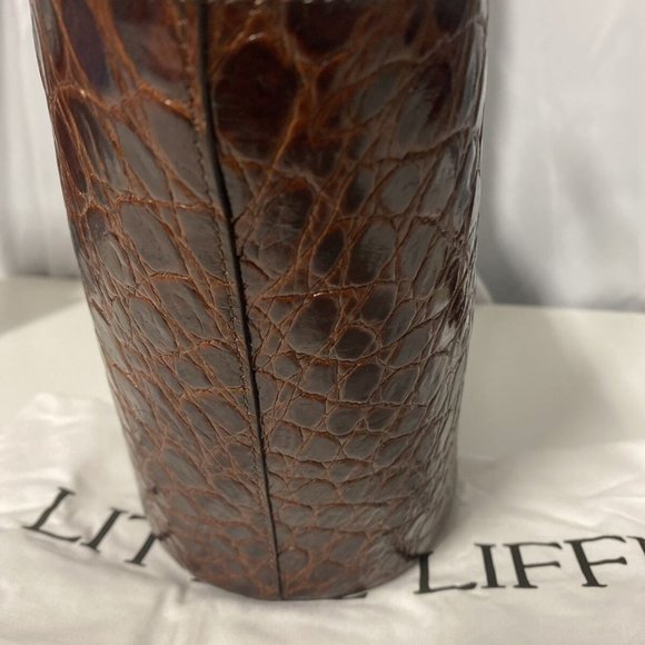 Little Liffner Tulip Croc-Embossed Leather Tote small - Cognac - Picture 2 of 11